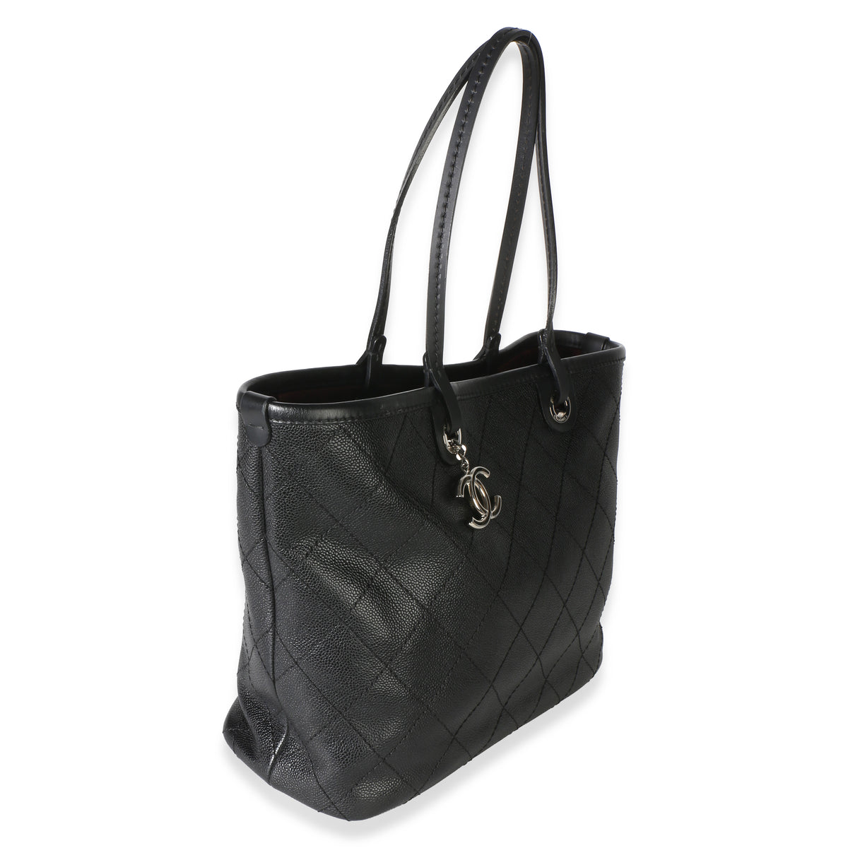 Chanel Black Quilted Caviar Shopping Fever Tote Handbag 3