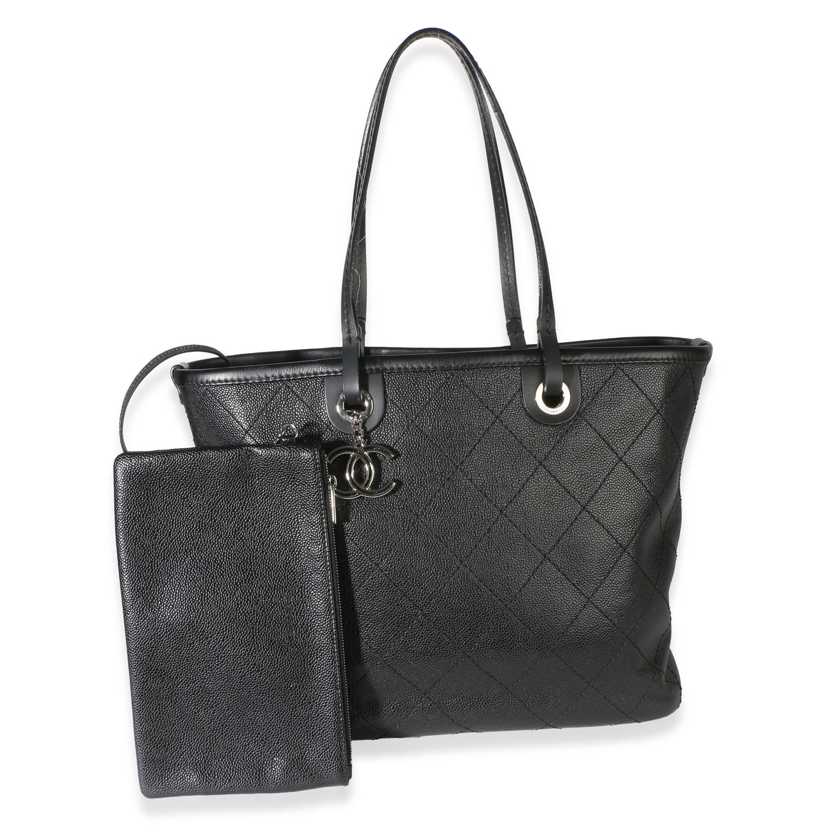 Chanel Black Quilted Caviar Shopping Fever Tote Handbag 8