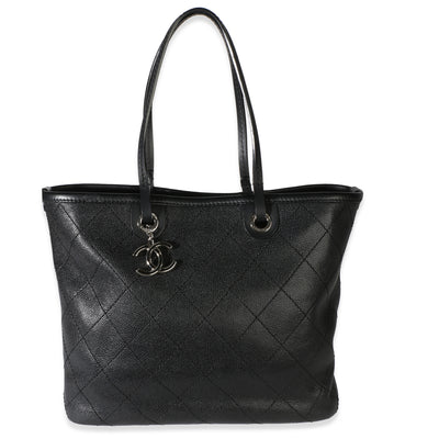 Chanel Black Quilted Caviar Shopping Fever Tote Handbag id