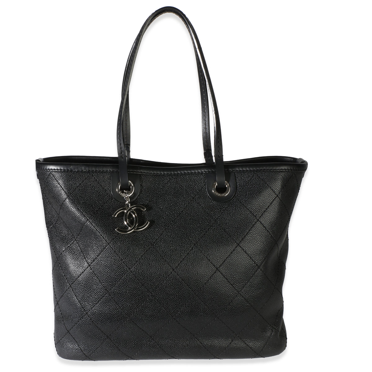 Chanel Black Quilted Caviar Shopping Fever Tote Handbag id