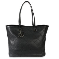 Chanel Black Quilted Caviar Shopping Fever Tote Handbag id