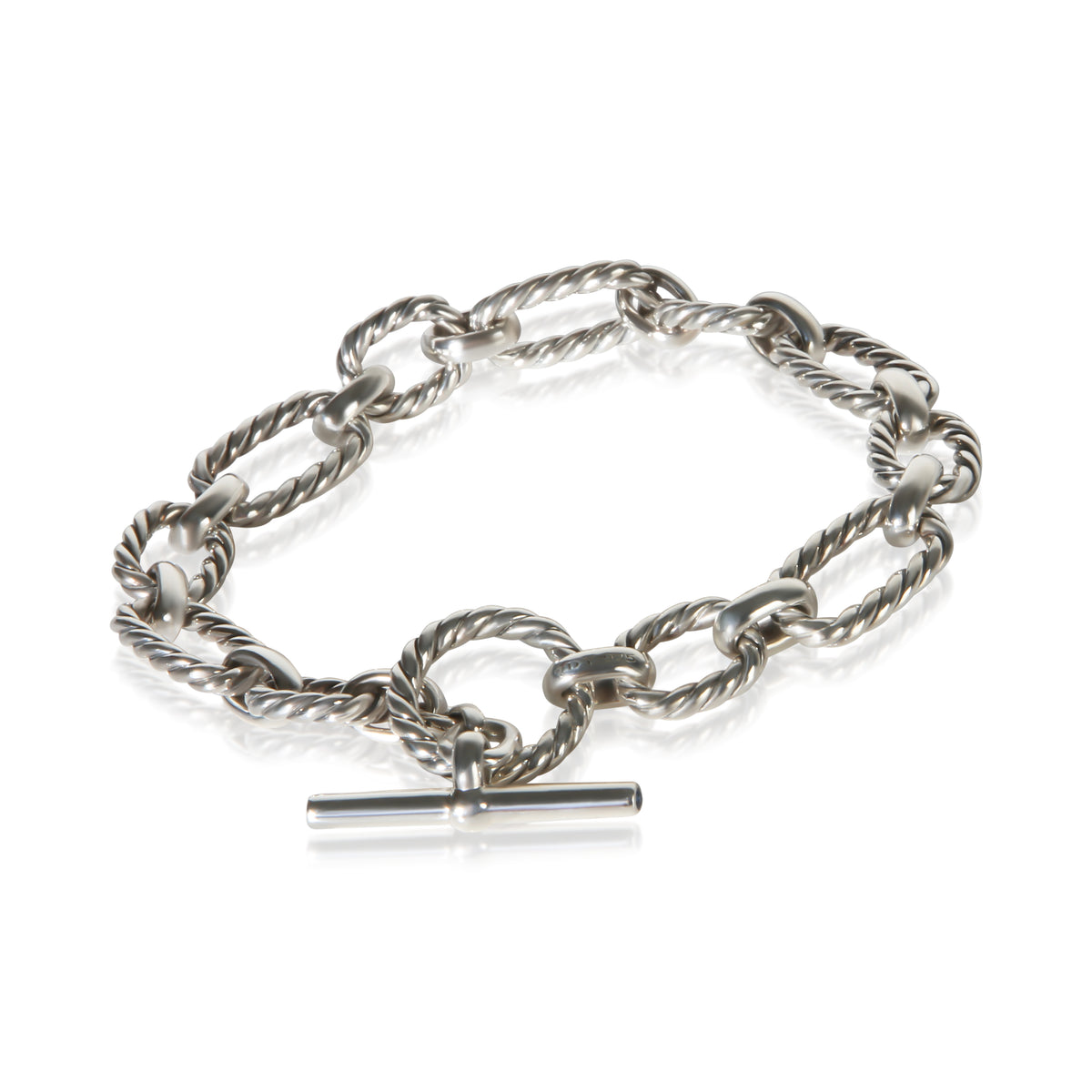 David Yurman Sterling Silver Square Cushion Link Toggle Bracelet 3