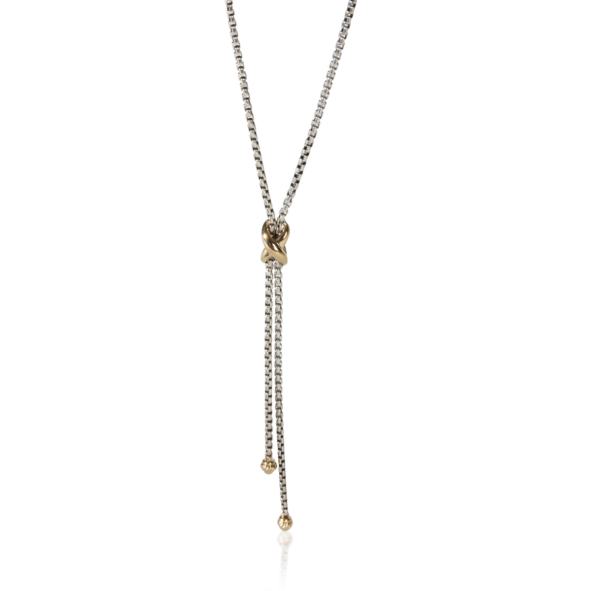 David Yurman Yellow Gold Petite X Lariat Necklace fv
