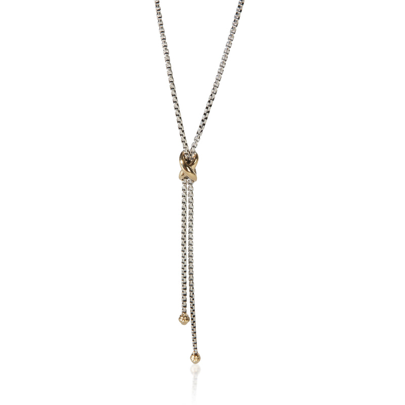 David Yurman Yellow Gold Petite X Lariat Necklace fv