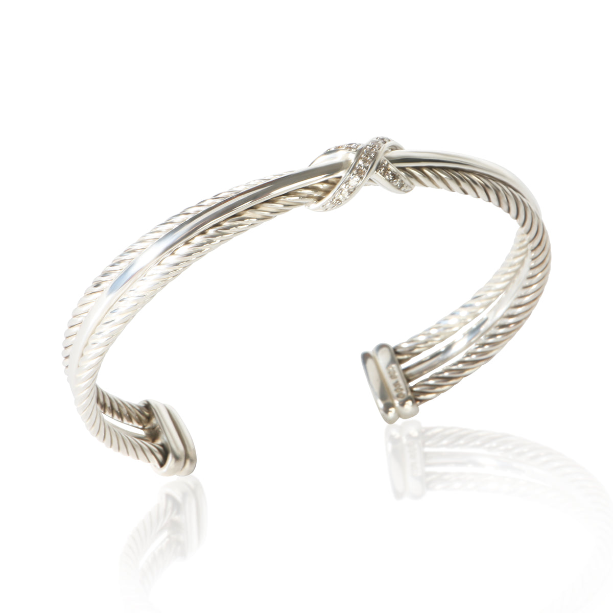 David Yurman Sterling Silver Diamond Crossover X Bracelet 4