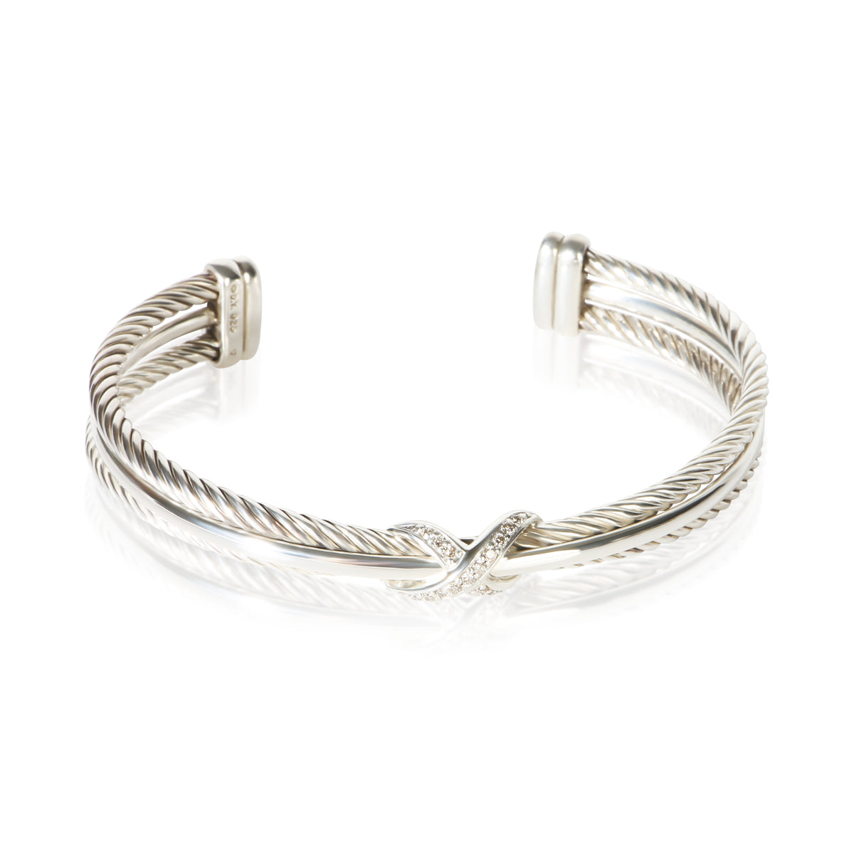 David Yurman Sterling Silver Diamond Crossover X Bracelet fv