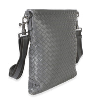 Bottega Veneta Grey Intrecciato Nappa Flat Messenger Bag Handbag 3