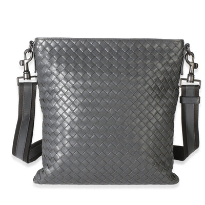 Bottega Veneta Grey Nappa Intrecciato Flat Messenger Bag Handbag id