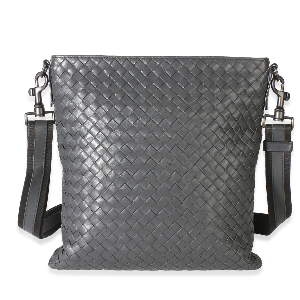 Bottega Veneta Grey Nappa Intrecciato Flat Messenger Bag Handbag id