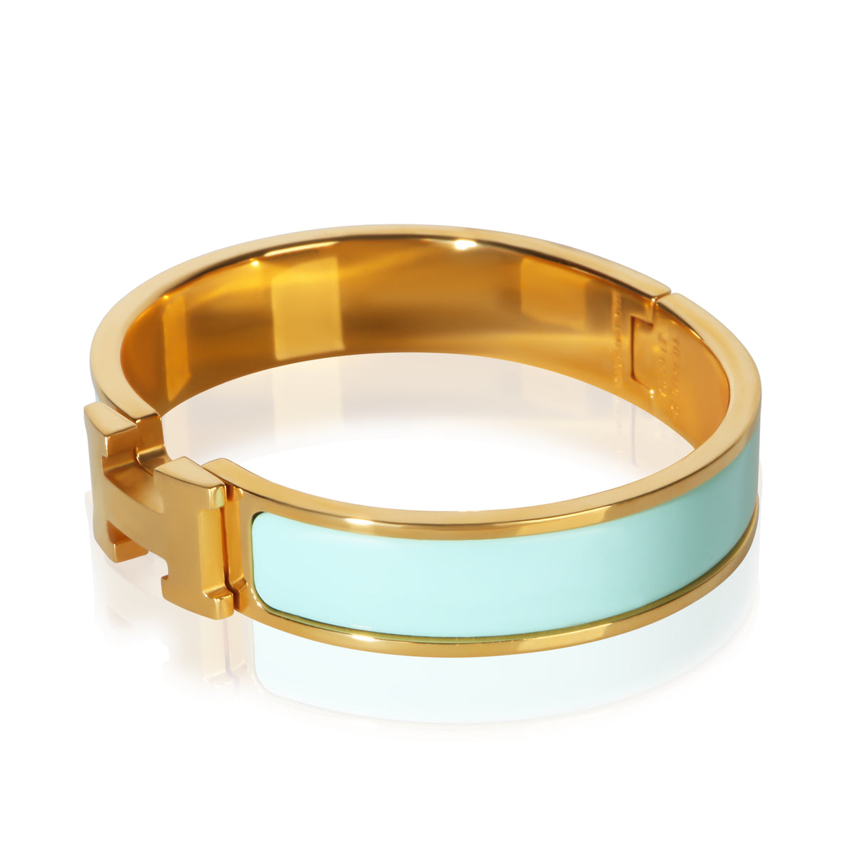 Hermès Gold Plated Clic H In Turquoise Bracelet 2