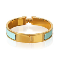 Hermès Gold Plated Clic H In Turquoise Bracelet 3