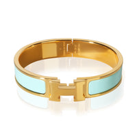 Hermès Gold Plated Clic H In Turquoise Bracelet fv