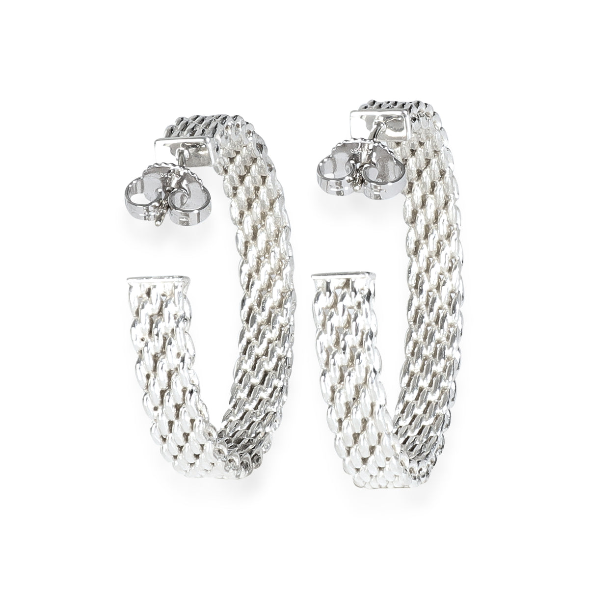 Tiffany & Co. Sterling Silver Somerset Mesh Hoop Earrings