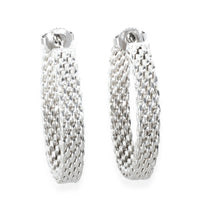 Tiffany & Co. Sterling Silver Somerset Mesh Hoop Earrings