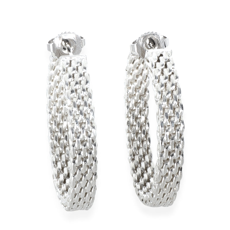 Tiffany & Co. Sterling Silver Somerset Mesh Hoop Earrings