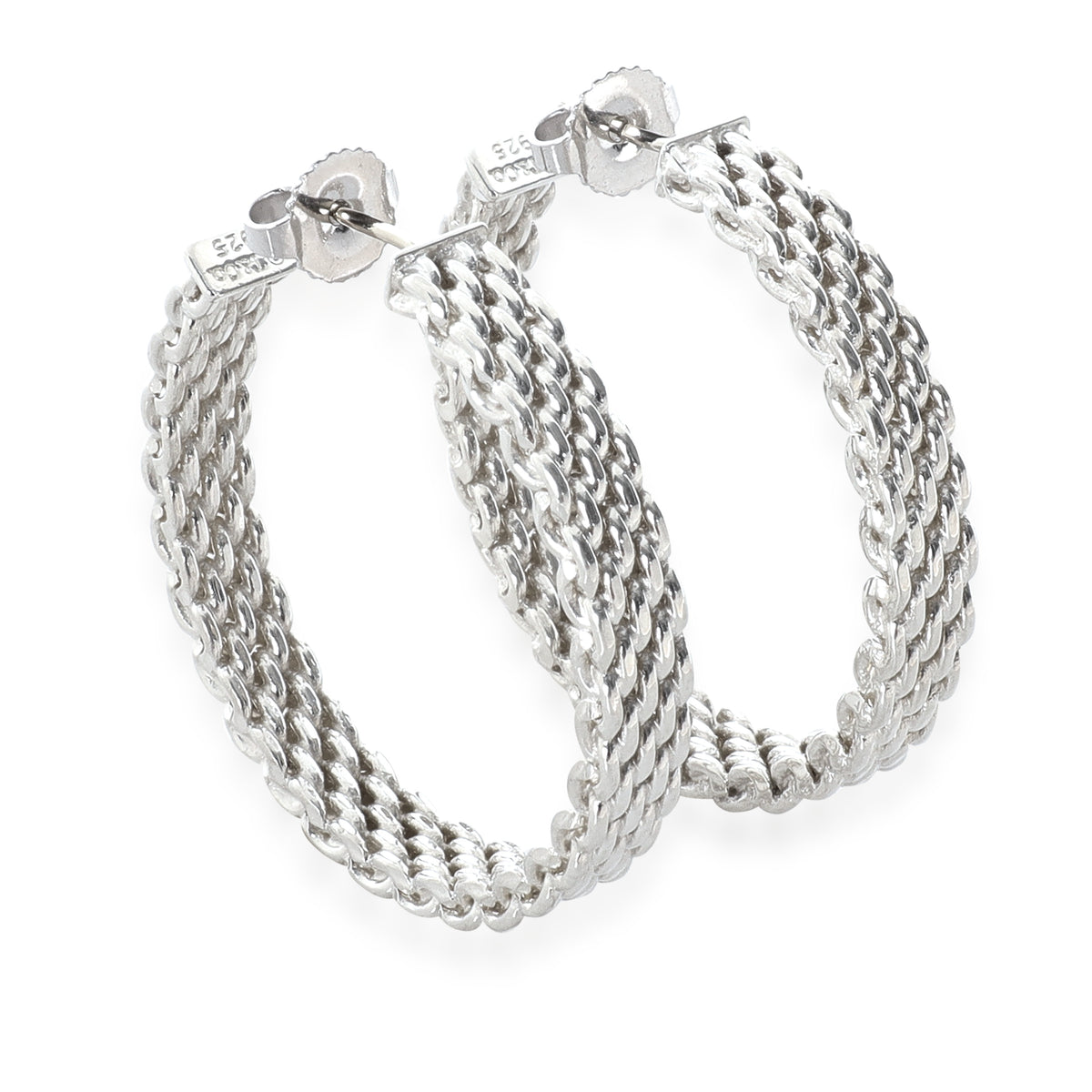 Tiffany & Co. Sterling Silver Somerset Mesh Hoop Earrings