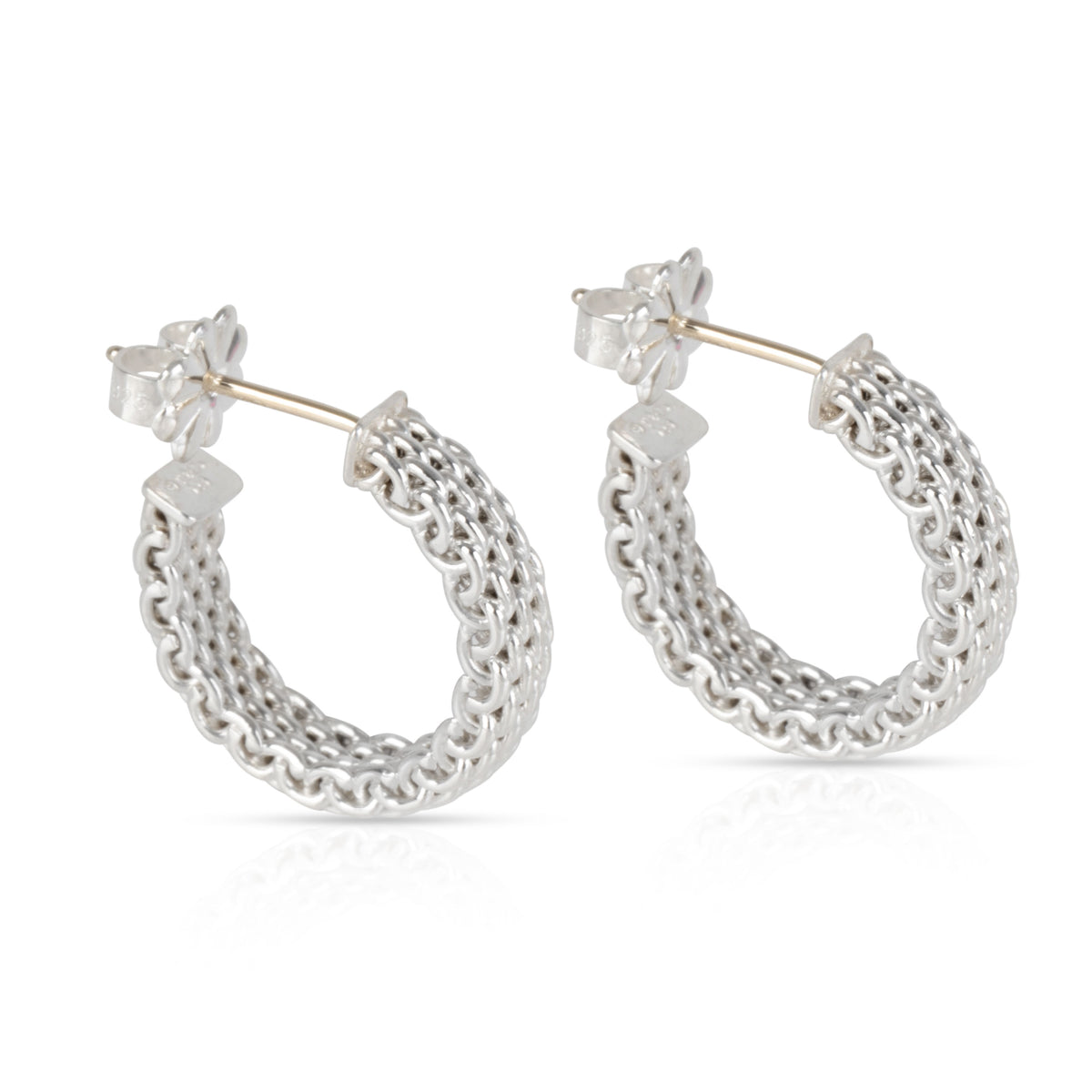 Tiffany & Co. Sterling Silver Small Somerset Mesh Hoop Earrings
