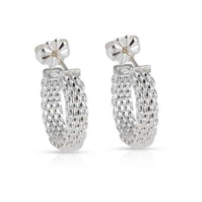 Tiffany & Co. Sterling Silver Small Somerset Mesh Hoop Earrings