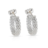 Tiffany & Co. Sterling Silver Small Somerset Mesh Hoop Earrings