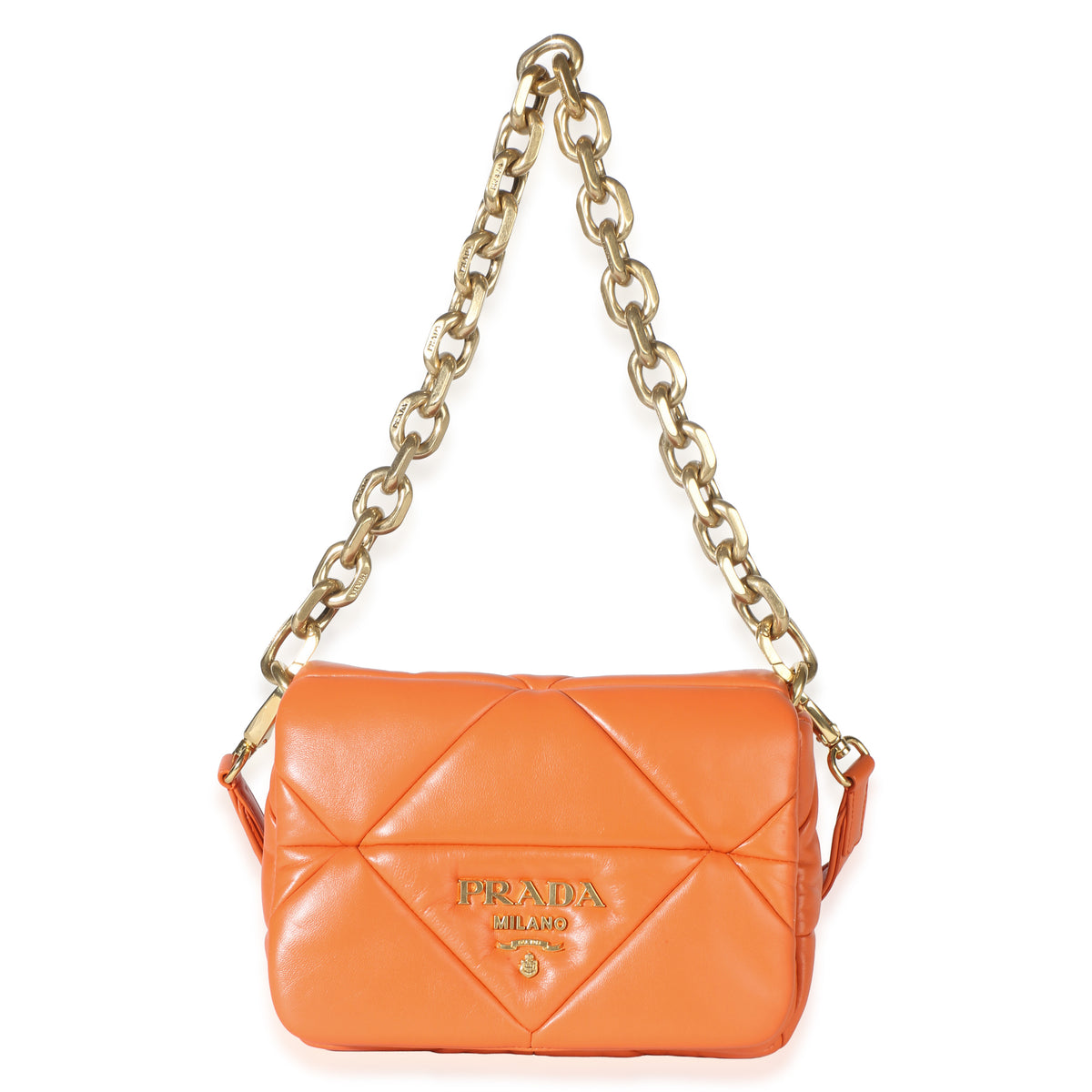 Prada Orange Nappa Small Patchwork System Chain Bag Handbag 9