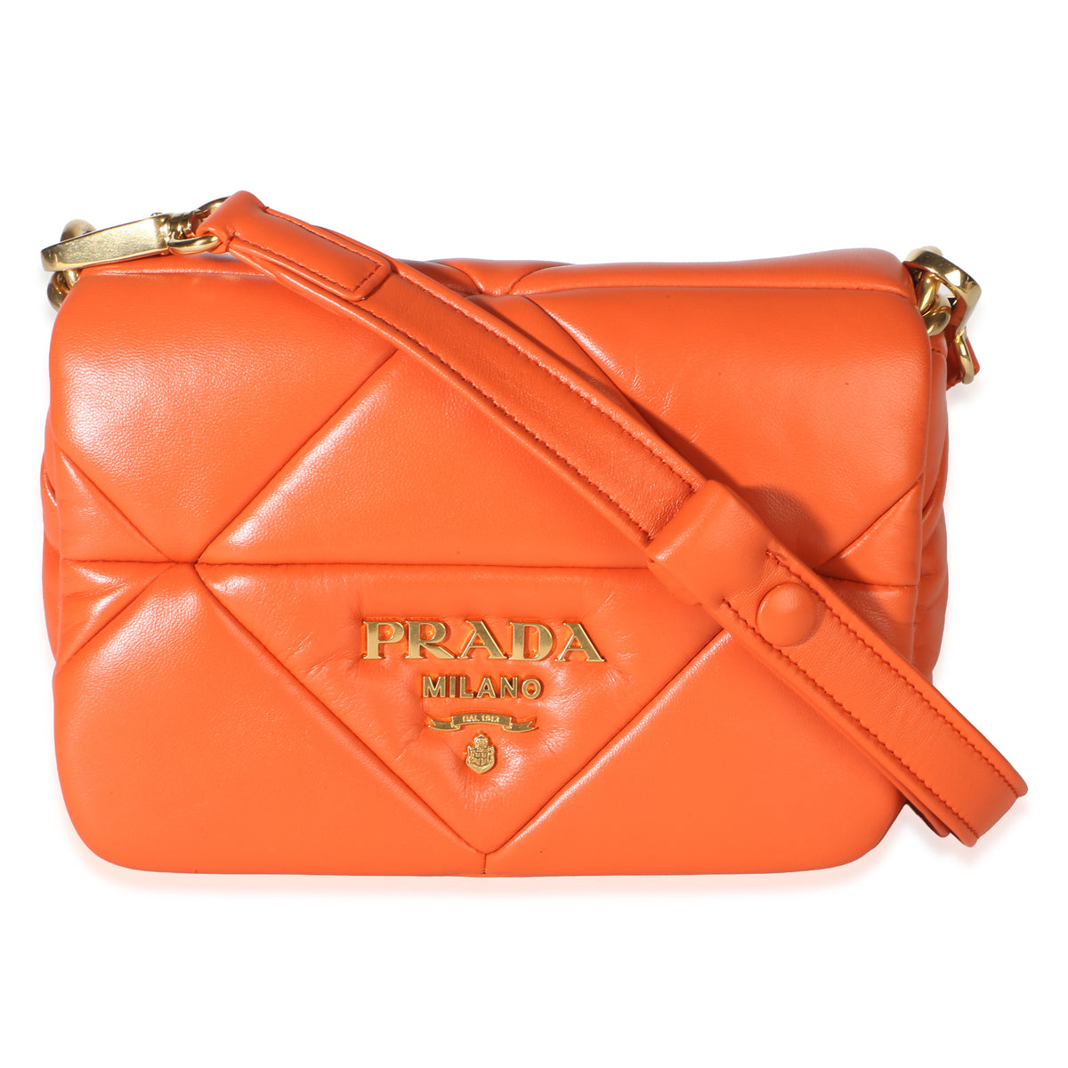 Prada Orange Nappa Small Patchwork System Chain Bag Handbag id