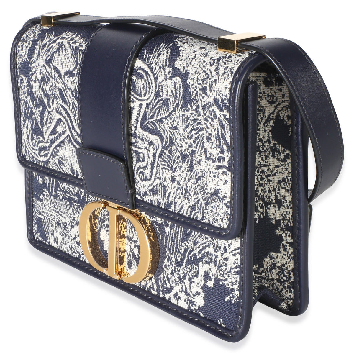 Christian Dior Blue Toile de Jouy Reverse Jacquard Canvas 30 Montaigne Flap Bag Handbag 2