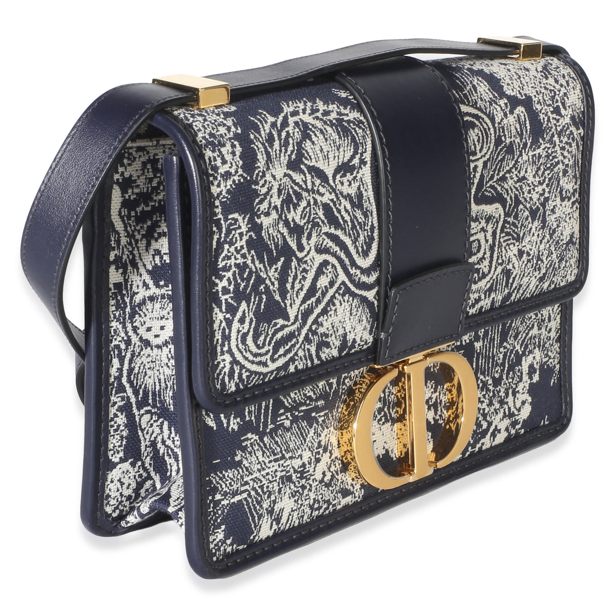 Christian Dior Blue Toile de Jouy Reverse Jacquard Canvas 30 Montaigne Flap Bag Handbag 3