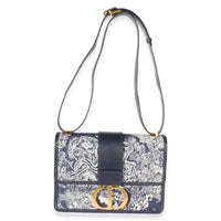Christian Dior Blue Toile de Jouy Reverse Jacquard Canvas 30 Montaigne Flap Bag Handbag 8