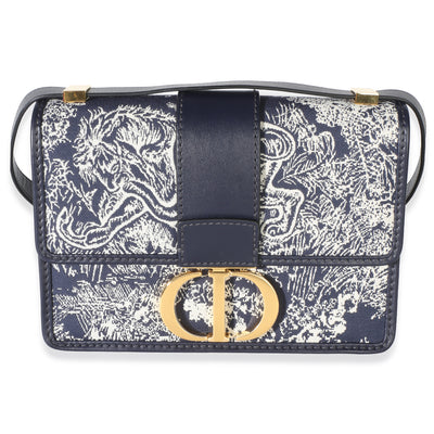 Christian Dior Blue Toile de Jouy Reverse Jacquard Canvas 30 Montaigne Flap Bag Handbag id