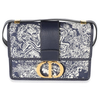 Christian Dior Blue Toile de Jouy Reverse Jacquard Canvas 30 Montaigne Flap Bag Handbag id