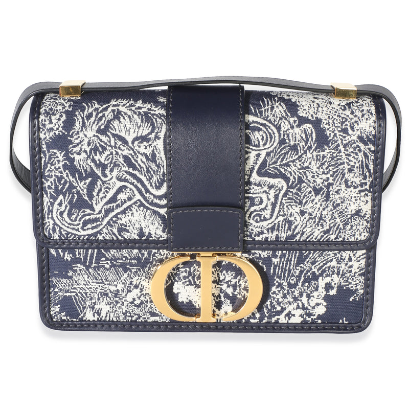 Christian Dior Blue Toile de Jouy Reverse Jacquard Canvas 30 Montaigne Flap Bag Handbag id