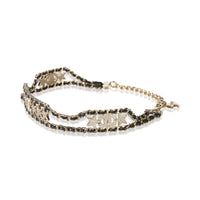 Chanel Gold Plated 2023 Leather & Strass Choker Necklace 2