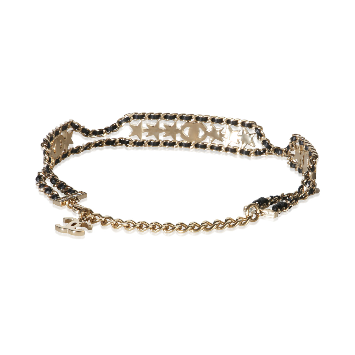 Chanel Gold Plated 2023 Leather & Strass Choker Necklace 3