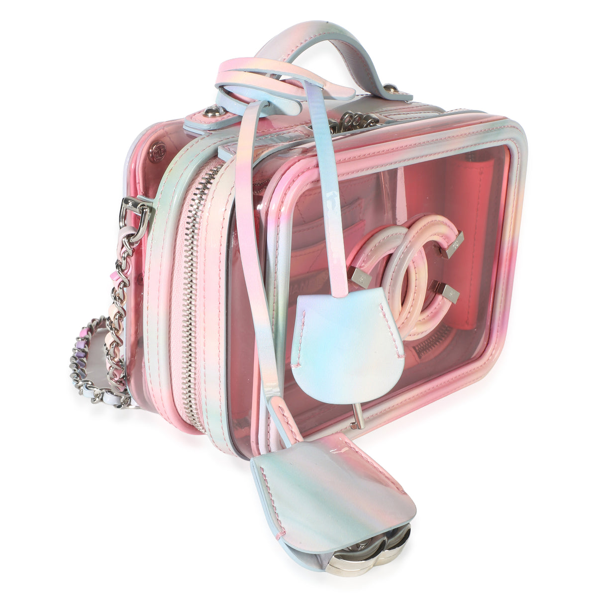 Chanel Pink PVC Patent Small Filigree Vanity Case Handbag 3