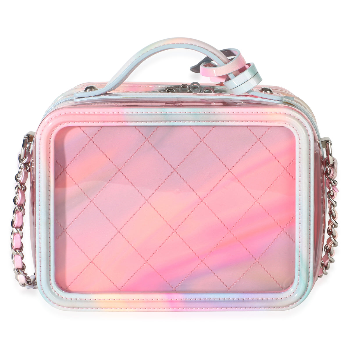 Chanel Pink PVC Patent Small Filigree Vanity Case Handbag 4