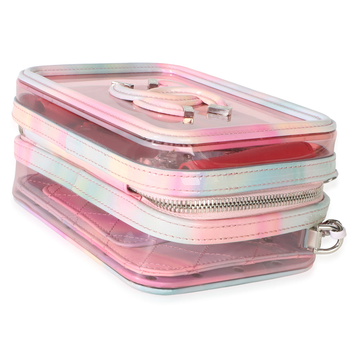 Chanel Pink PVC Patent Small Filigree Vanity Case Handbag 6