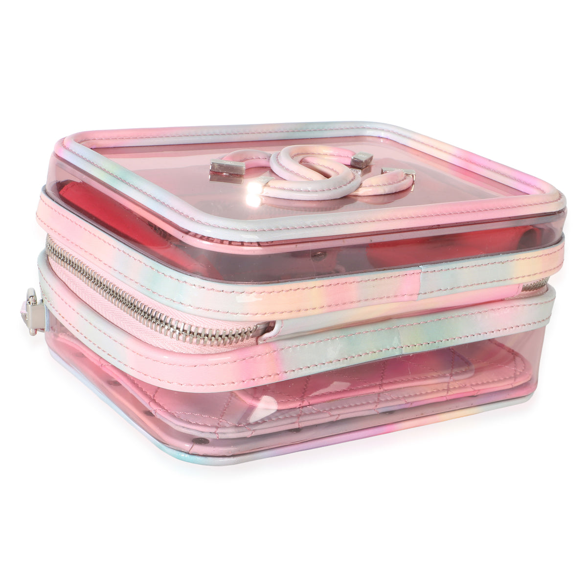 Chanel Pink PVC Patent Small Filigree Vanity Case Handbag 7