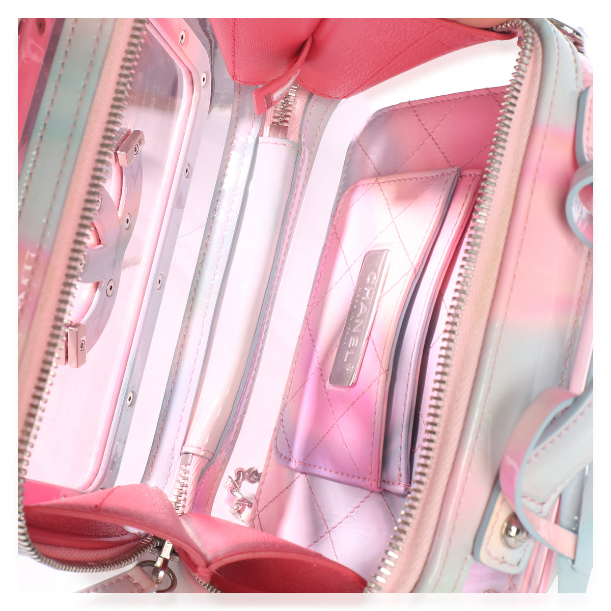 Chanel Pink PVC Patent Small Filigree Vanity Case Handbag 8