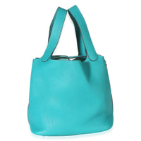 Hermès Bleu Paon Clemence Picotin Lock 22 PHW Handbag 2