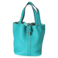 Hermès Bleu Paon Clemence Picotin Lock 22 PHW Handbag 4
