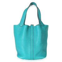 Hermès Bleu Paon Clemence Picotin Lock 22 PHW Handbag 5