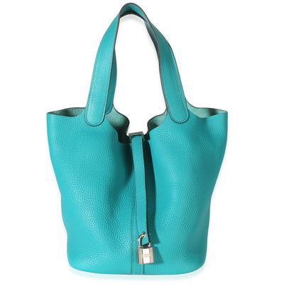 Hermès Bleu Paon Clemence Picotin Lock 22 PHW Handbag id