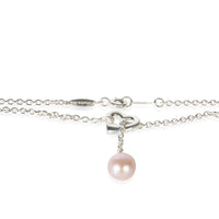 Tiffany & Co. Sterling Silver Pearl Elsa Peretti Open Heart Lariat Pendant 2