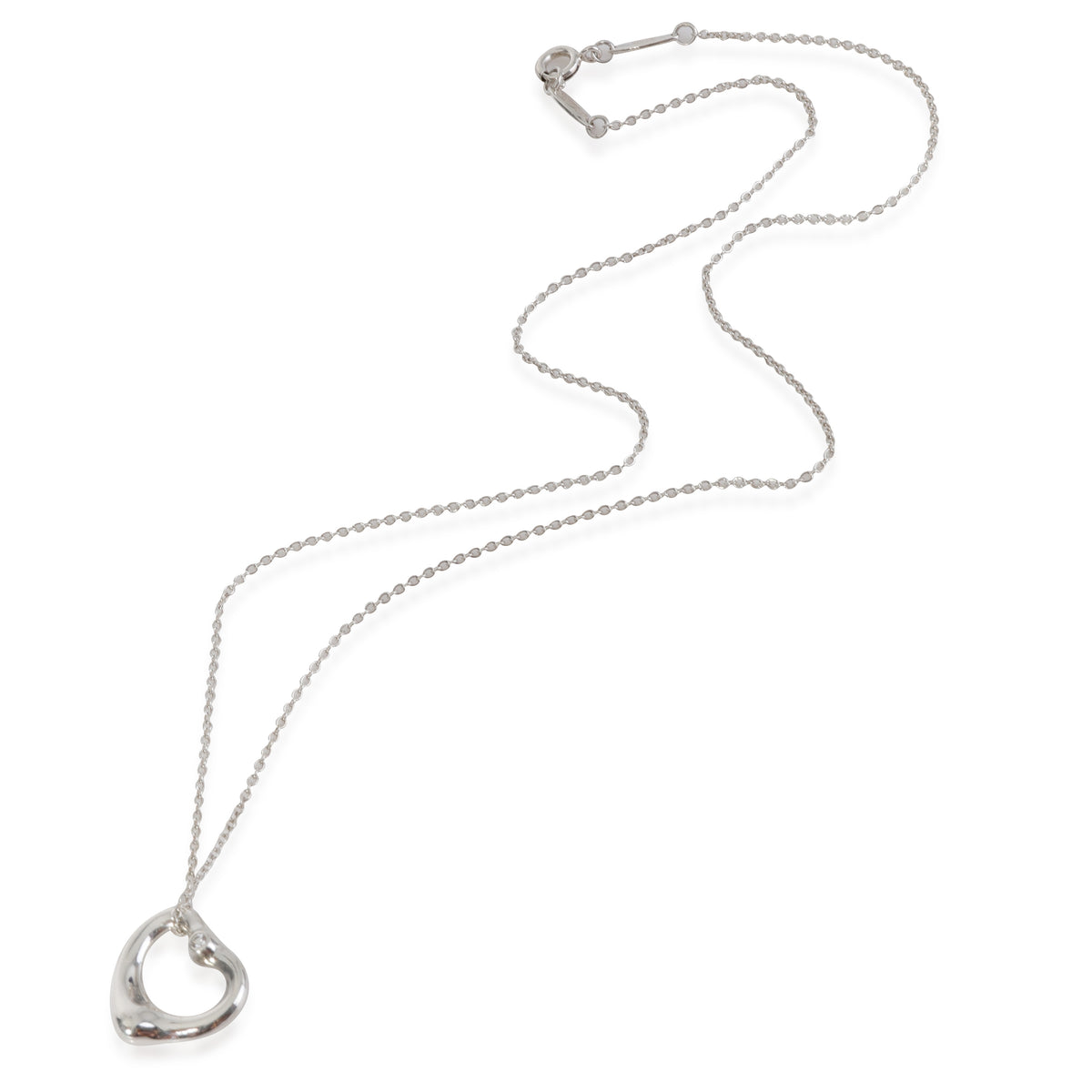 Tiffany & Co. Sterling Silver Diamond Elsa Peretti Open Heart Pendant