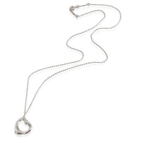 Tiffany & Co. Sterling Silver Diamond Elsa Peretti Open Heart Pendant