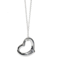 Tiffany & Co. Sterling Silver Diamond Elsa Peretti Open Heart Pendant