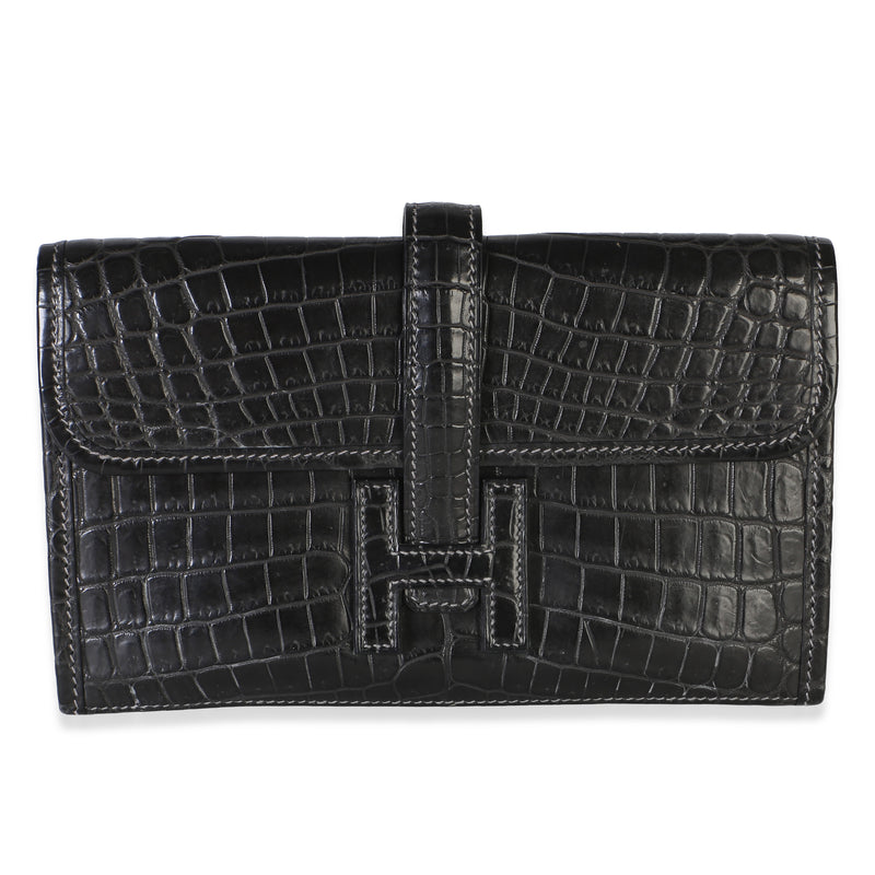 Hermès Graphite Matte Crocodile Niloticus Mini Jige Clutch Handbag fv