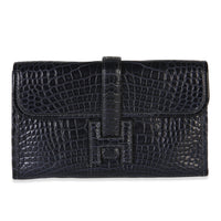 Hermès Blue Marine Matte Mississippi Alligator Mini Jige Clutch Handbag fv