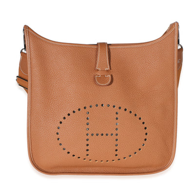 Hermès Gold Clemence Evelyne III 33 GM PHW Handbag id