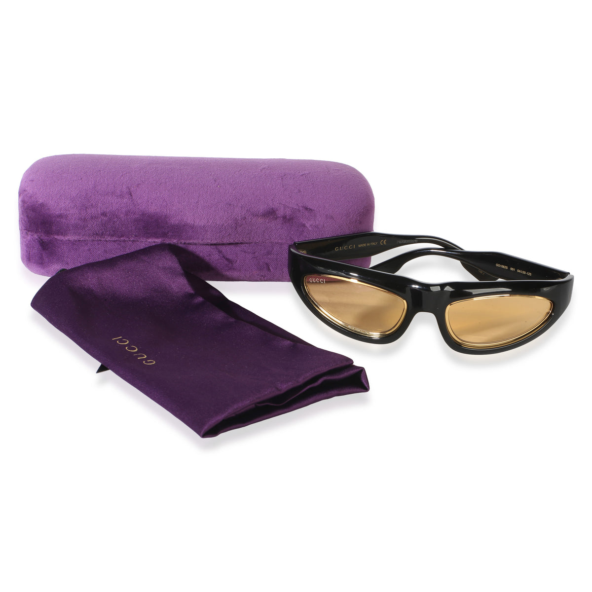 Gucci Black Acetate Gold Logo Cateye Mask Sunglasses 2
